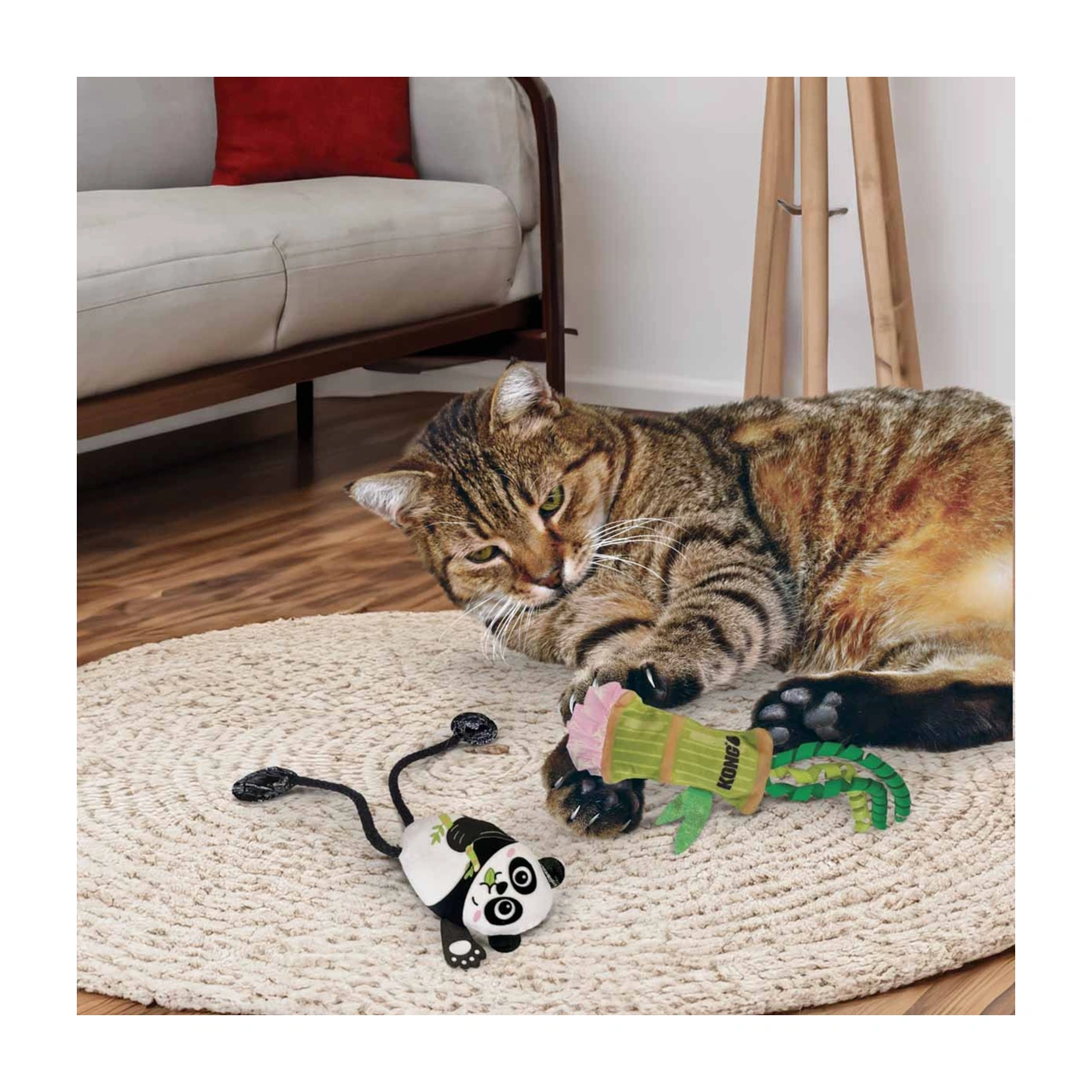 KONG Cat Scrattles Panda og bambus 2 stk ca. 23 cm med catnip